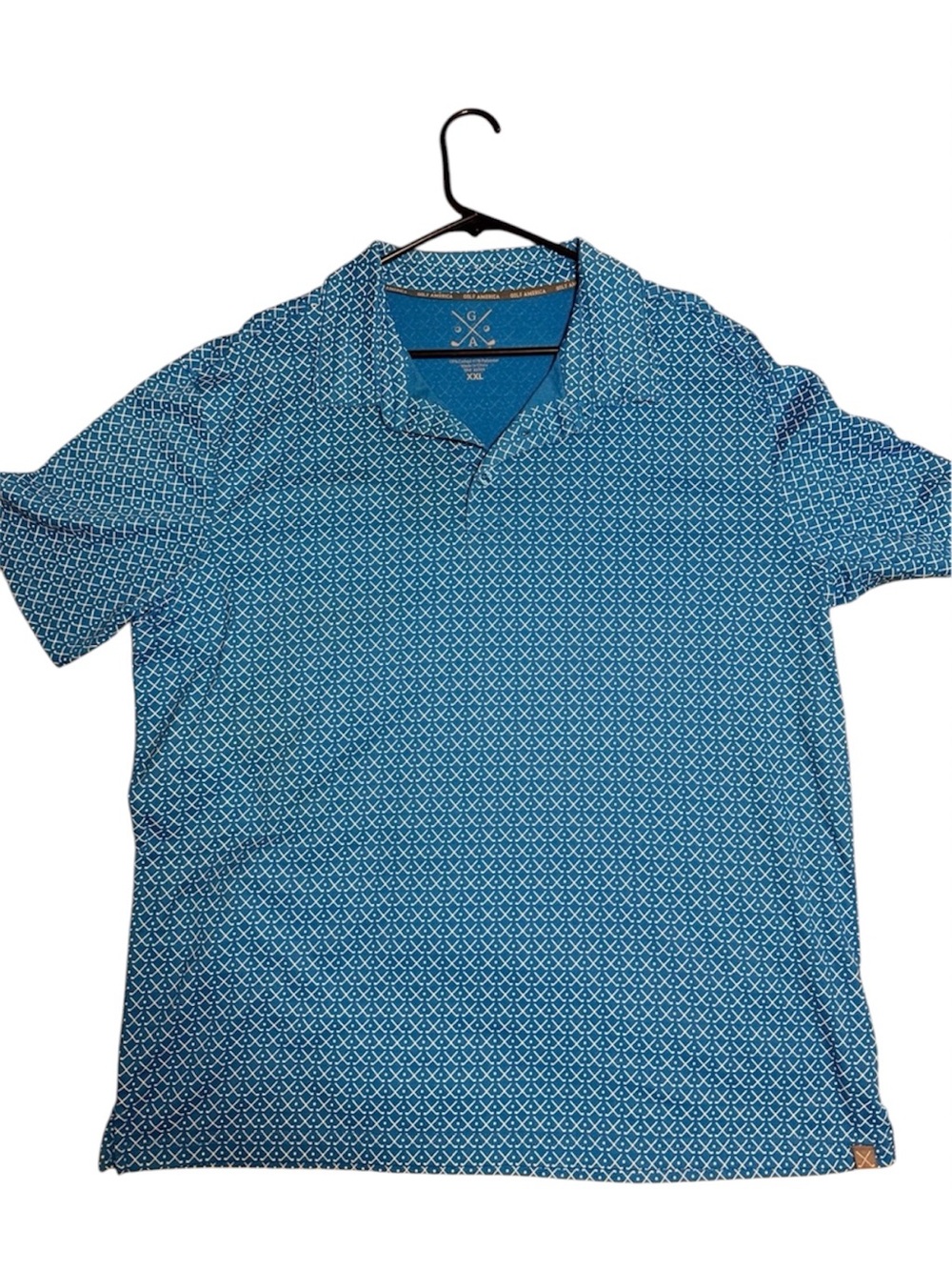 Men's Blue Geometric Polo Shirt